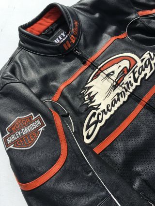 Rare Harley Davidson Screamin Eagle Raceway Leather Jacket Men ' s Large Armored 9