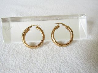 Vintage Solid Large 9ct Yellow Gold Round Geometric Design Earrings 4.  81 Grams