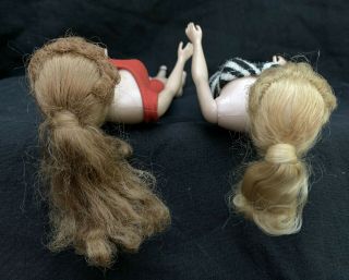 2 Vintage Ponytail Barbie Dolls 5 And 7 Titian And Blonde W/oss