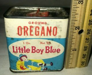 Antique Little Boy Blue Oregano Spice Tin Vintage Can Nursery Rhyme Lansing Mi