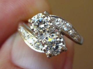 Vintage 14kt White Gold Diamond Engagement Or Wedding Ring.  84 Ct Tw