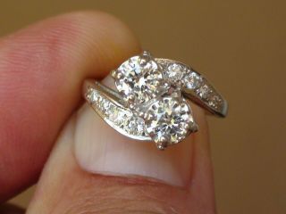 Vintage 14Kt White Gold Diamond Engagement or Wedding Ring.  84 ct tw 2