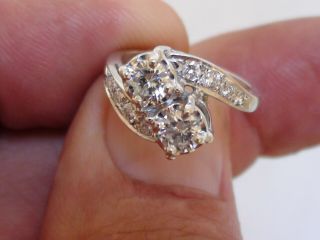 Vintage 14Kt White Gold Diamond Engagement or Wedding Ring.  84 ct tw 5