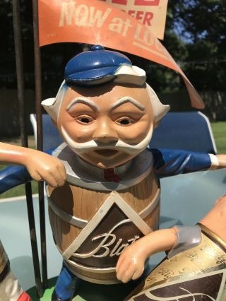 Vintage Blatz Beer Baseball Statue Safe at Home with Flags - 2