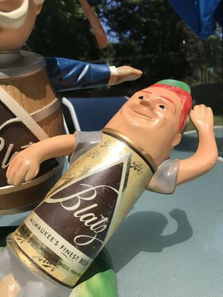 Vintage Blatz Beer Baseball Statue Safe at Home with Flags - 4