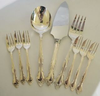 6 Person Oneida Community Affection Silver Plate Cake Fork Pie Knife & Servers