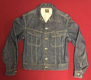 Vintage 1960s Lee 101 - J Riders Sanforized Indigo Denim Jacket 40r Union Made Usa