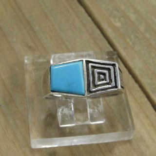 Vintage Sterling Silver Turquoise Ring Size 9.  75