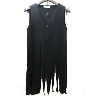 Rare Vintage Pierre Cardin Ladies Black Double Knit Fringed Mod Vest - 1960 