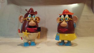 1973 Vtg Rare Mr Potato Head Sheriff W/gun & Rope,  Mrs Potato Head Both W/pants