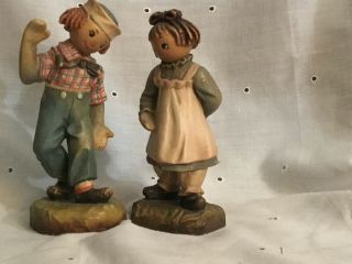 VTG.  1976 ANRI ITALY Raggedy Ann & Andy Bobbs - Merrill Co wood carved figurines 2