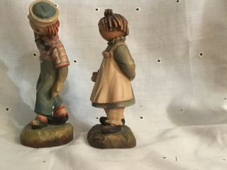 VTG.  1976 ANRI ITALY Raggedy Ann & Andy Bobbs - Merrill Co wood carved figurines 3
