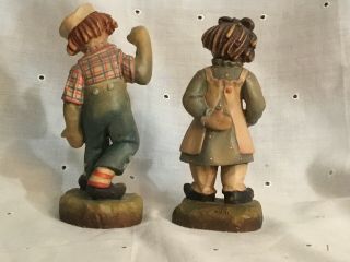 VTG.  1976 ANRI ITALY Raggedy Ann & Andy Bobbs - Merrill Co wood carved figurines 4