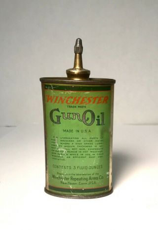 Vintage Green Winchester Gun Oil Tin Can Lead Top Handy Oiler