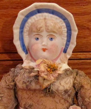Antique 13 " German Parian Bonnet Head Doll W/great Body & Outfit