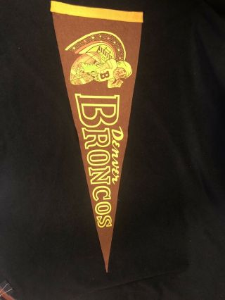 Rare Vtg Denver Broncos Felt Pennant Old 1st Logo Souvenir Bucking Bronco Player