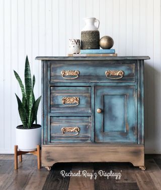 Rustic Blue Denim Vintage Washstand/barcart