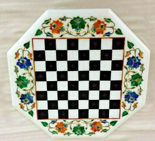 Vintage Octagon Marble Table Top Chess Board 15 " X 15 " Decor