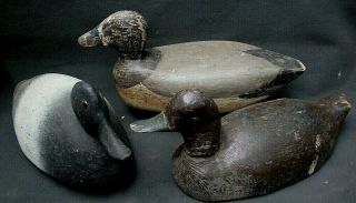 3 Old Hunting Decoys Wood Antique Lures Nr