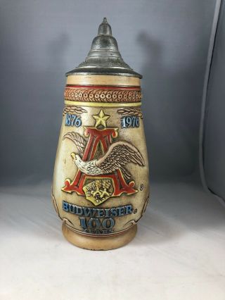 Vintage Budweiser Anheuser Busch 100 Year Anniversary 1976 Stein Made In Brazil