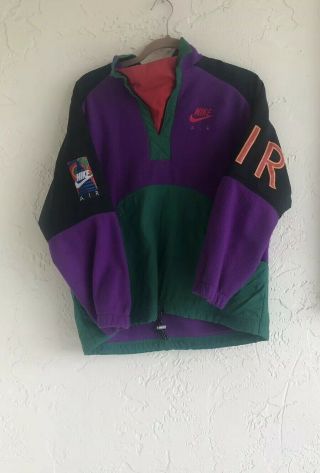Vintage Nike Air Colorblock Fleece Jacket 90s Hip Hop Multicolor Print Throwback