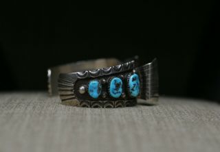 Vintage Native American Navajo Sterling Turquoise Watch cuff Bracelet 2