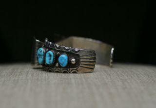 Vintage Native American Navajo Sterling Turquoise Watch cuff Bracelet 5