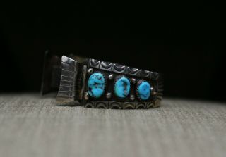 Vintage Native American Navajo Sterling Turquoise Watch cuff Bracelet 6
