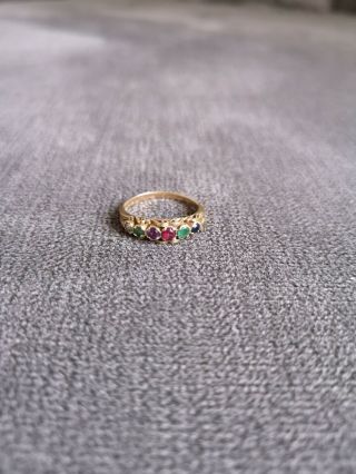 Vintage 9ct Gold Ring With Diamonds And Garnets
