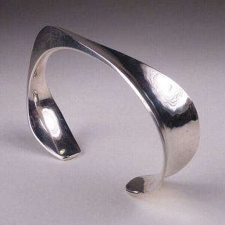 Exceptional Modernist Handmade Sterling Sculptural Cuff Bracelet,  Randy Stromsoe