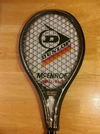 Rare Dunlop Mcenroe Mad Raq Tennis Racquet L2 | L4 - 1/2 " W/ Cover Vtg
