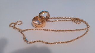 Vintage 14Kt.  Gold Infinity Necklace Handcrafted with Wedding Bands Dated 27.  27g 3