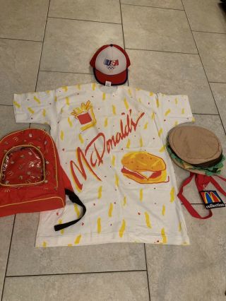 Rare Vintage Mcdonalds T Shirt Backpack Hat Retro 80s 90s Food Work Uniform Usa