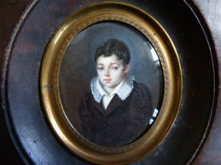 Fine Antique Early 19th Century Boy Miniature Portrait 1820 