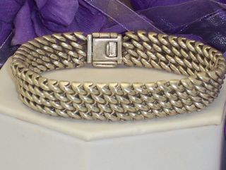 Vtg Heavy Thick Four Row Chain Link Mexican 950 Silver Bracelet 8 3/8 " 68.  9 Gms