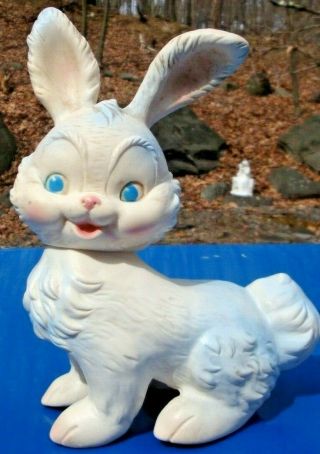 Rare Attic Find 1950s 60s Made In Germany Soft Rubber Squeaker Easter Bunny 9 "