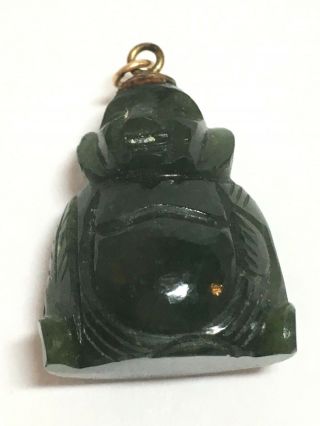 Vintage Miniature Hand Carved Chinese Jade Buddha Charm Pendant 1 " Gift