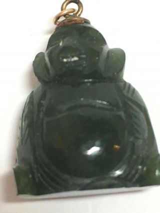 Vintage Miniature Hand Carved Chinese Jade Buddha Charm Pendant 1 