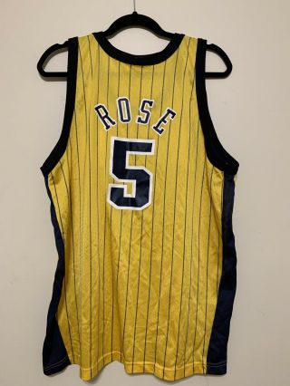 Vtg 90s NBA Indiana Pacers Jalen Rose 5 Pinstripe Champion Jersey Men’s Sz 44 7