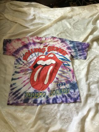 Vintage Rolling Stone Voodoo Lounge World Tour Rare Tie Dye T - Shirt 1994