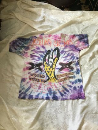 VINTAGE ROLLING STONE VOODOO LOUNGE World Tour RARE Tie Dye T - SHIRT 1994 3