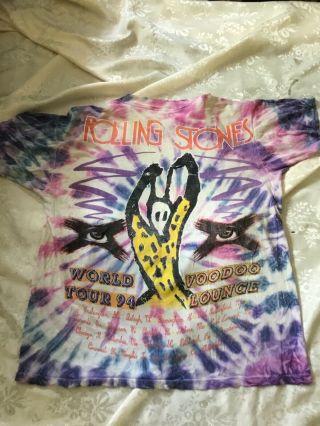 VINTAGE ROLLING STONE VOODOO LOUNGE World Tour RARE Tie Dye T - SHIRT 1994 4