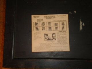 RARE VINTAGE Framed 1934 FBI WANTED POSTER JOHN DILLINGER With 4