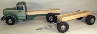 Vintage Green Smith Miller B Mack Lumber Truck & Trailer Smitty Toys