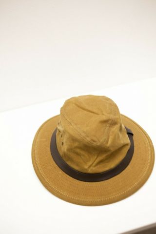 Filson Co Vintage Tin Cloth Packer Bucket Hat Fishing Waxed Cotton Canvas Small 3