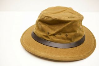 Filson Co Vintage Tin Cloth Packer Bucket Hat Fishing Waxed Cotton Canvas Small 4