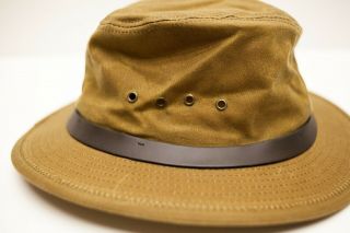 Filson Co Vintage Tin Cloth Packer Bucket Hat Fishing Waxed Cotton Canvas Small 5
