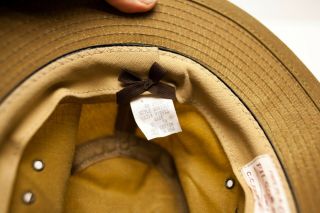 Filson Co Vintage Tin Cloth Packer Bucket Hat Fishing Waxed Cotton Canvas Small 8
