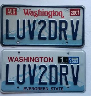 Vintage Washington State Usa Vanity Vehicle License Plate Matching Pair Luv2drv
