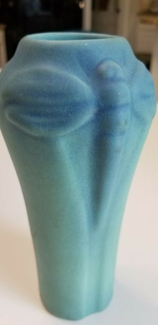 RARE Vintage Blue Aquamarine Van Briggle Pottery Signed Dragonfly Vase 2